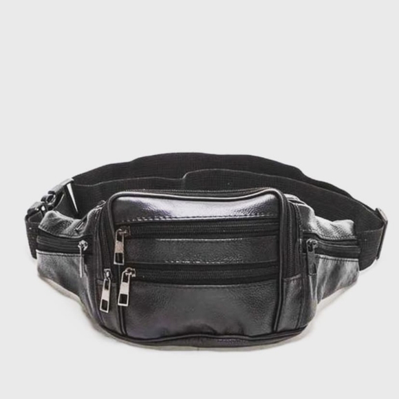 Multi Zippered Genuine Leather Fanny Pack - Picture 1 of 1